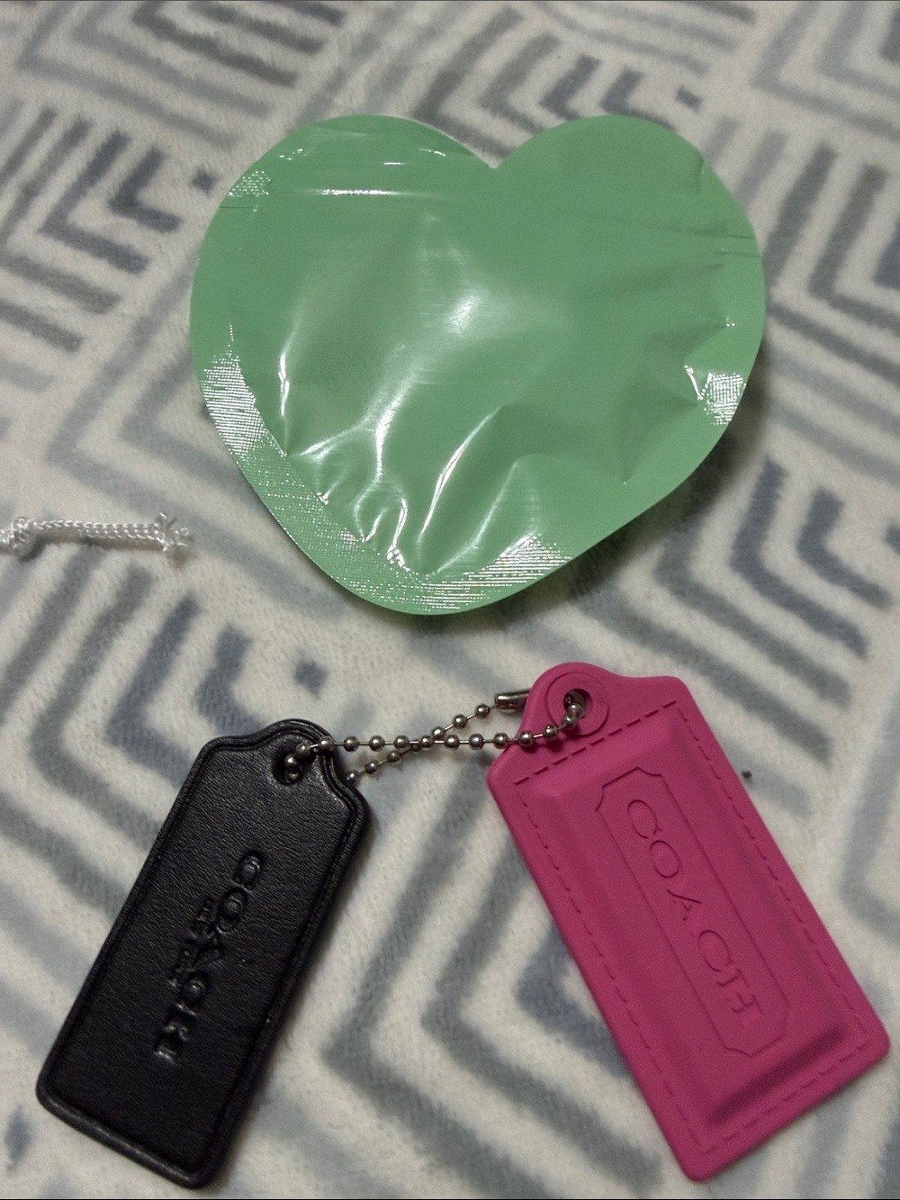 2 (two) Coach Rare Silicone Pink and Black Leather Hang Tag